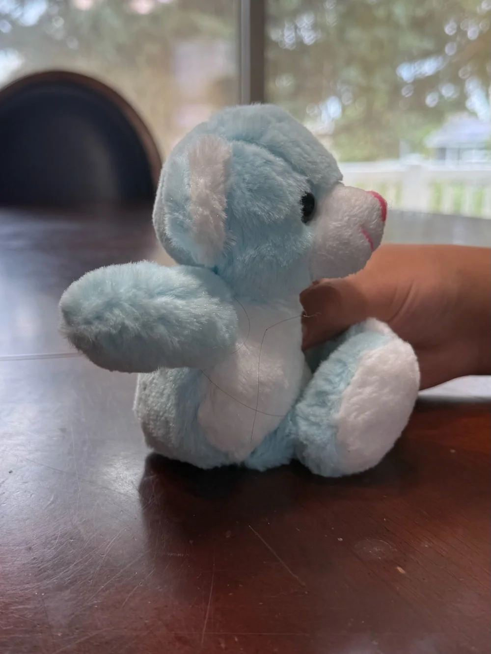 Blue and White Plush Teddy Bear - Soft Small Stuffed Animal